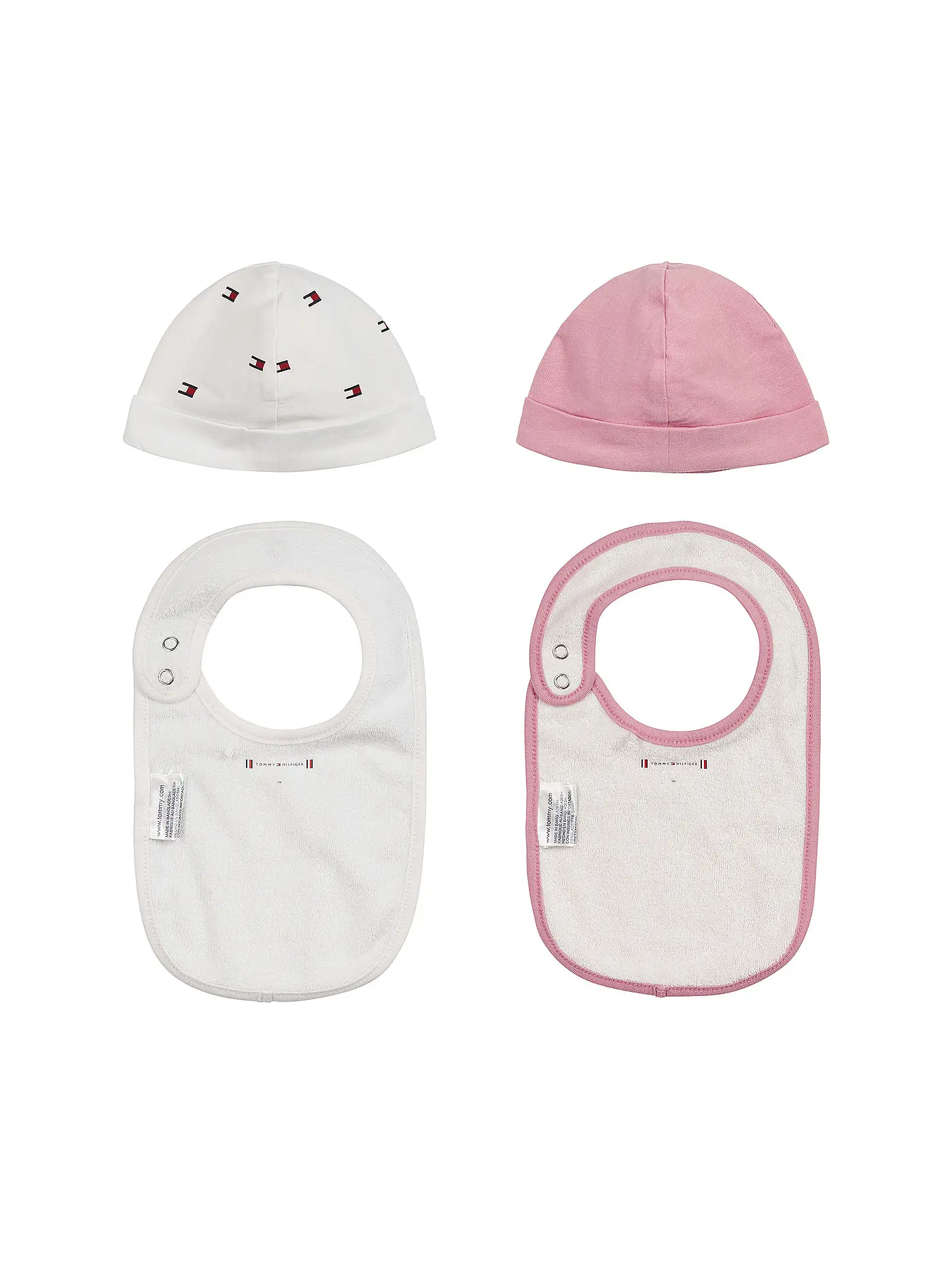 TOMMY HILFIGER | Geschenkset Baby Lätzchen und Haube 2-er Pkg. | rosa