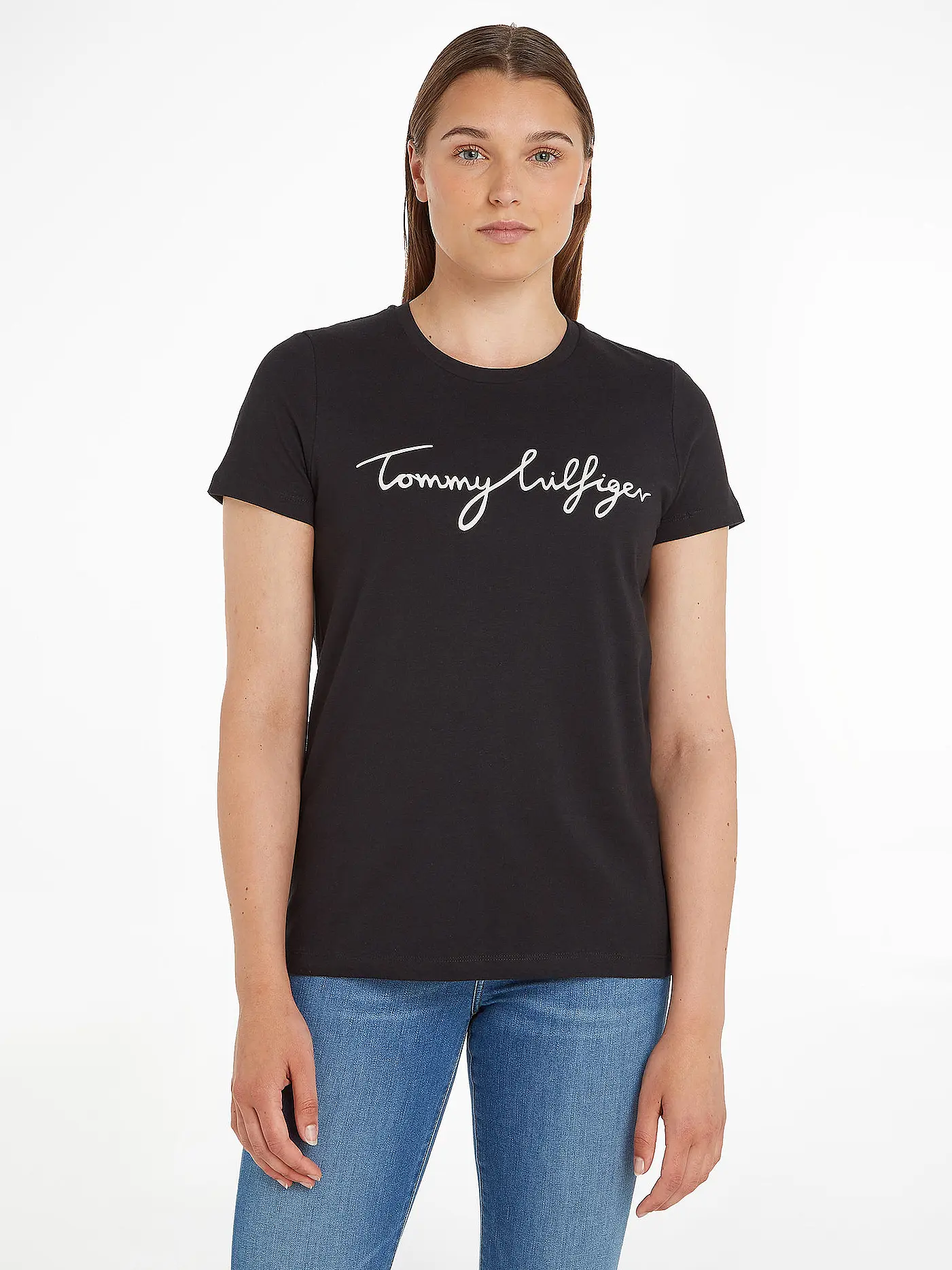 TOMMY HILFIGER | T-Shirt Regular Fit  | schwarz