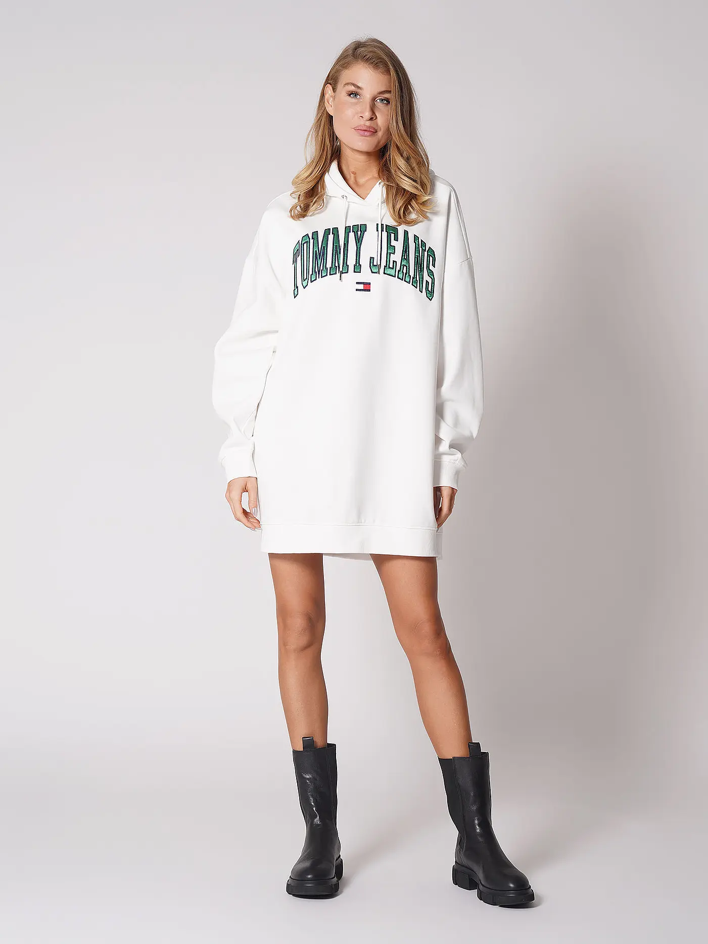TOMMY JEANS | Kurzkleid - Hoodiekleid | weiss