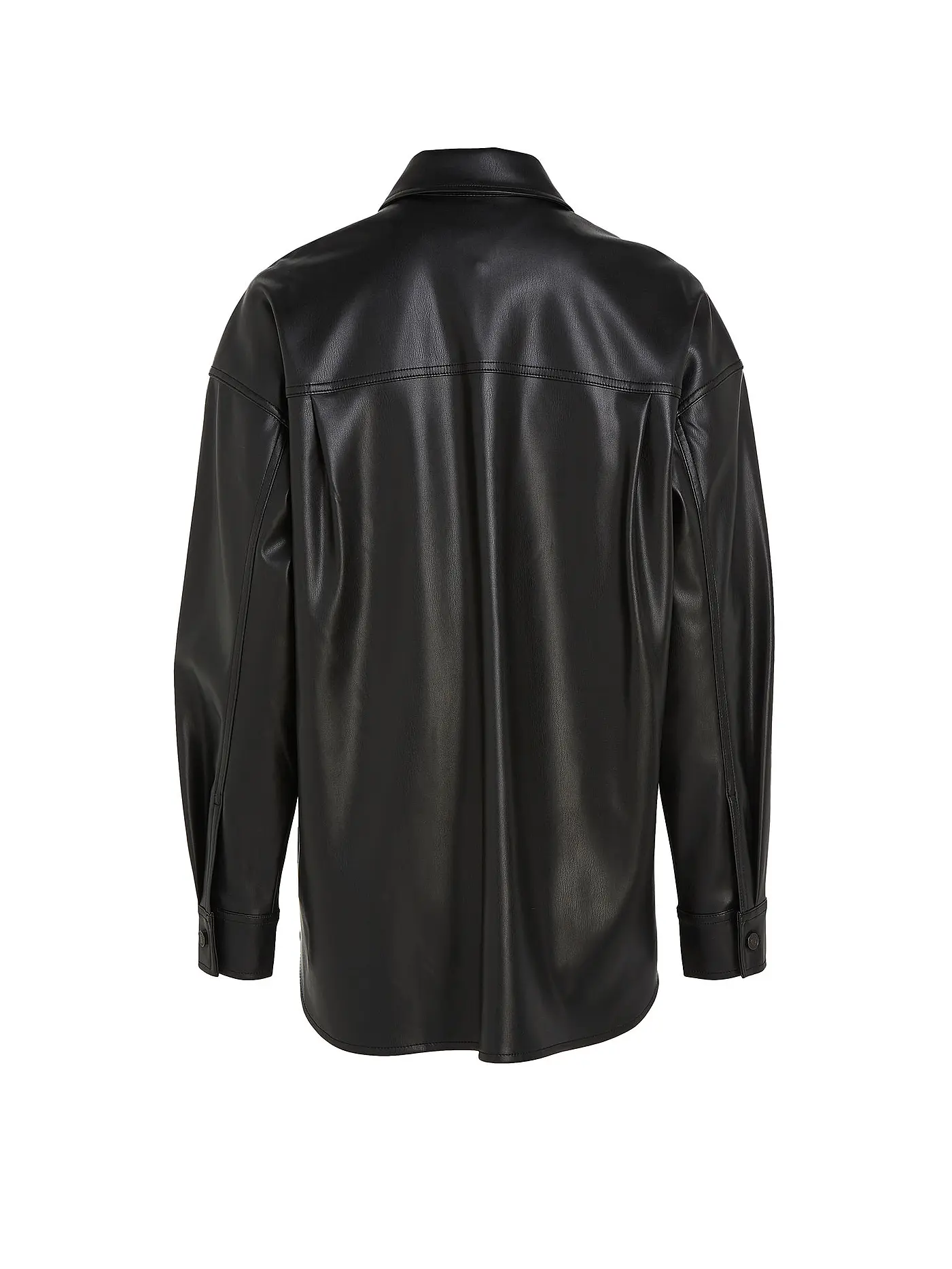 TOMMY JEANS | Overshirt in Lederoptik | schwarz