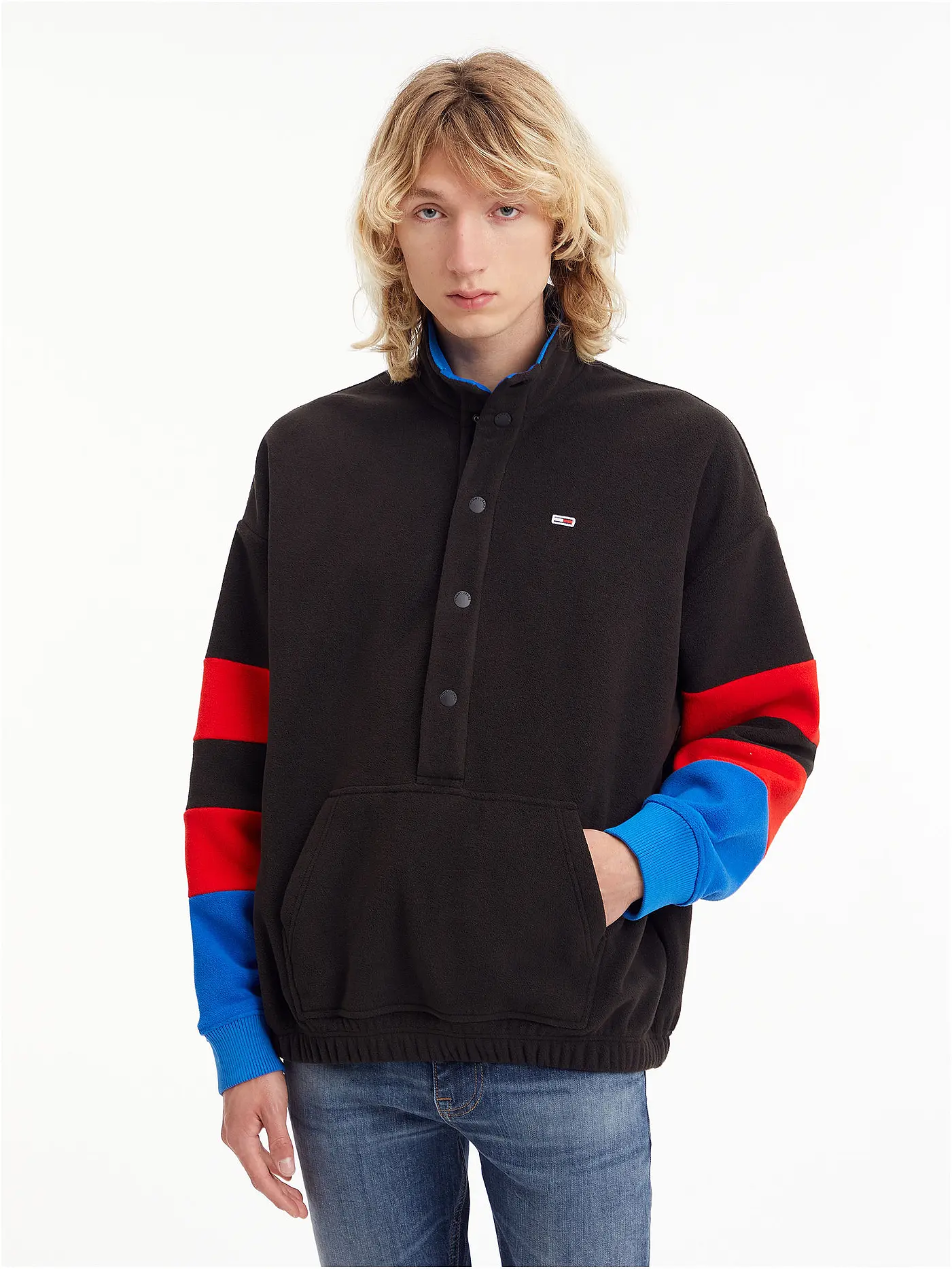 TOMMY JEANS | Troyer Sweater | schwarz