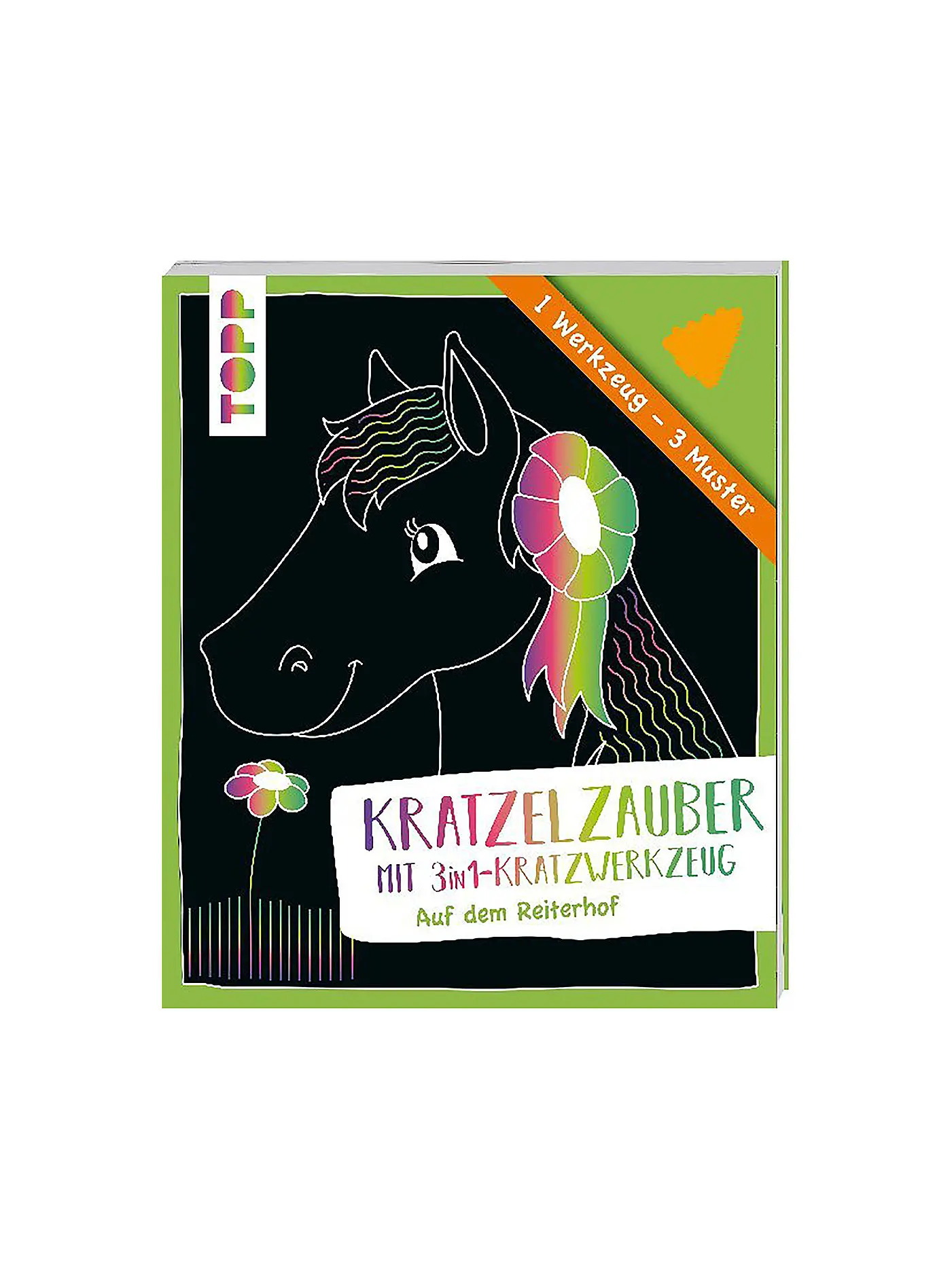 TOPP / FRECH VERLAG | Buch - Kratzelzauber mit 3in1 Kratzelwerkzeug - Auf dem Reiterhof | keine Farbe