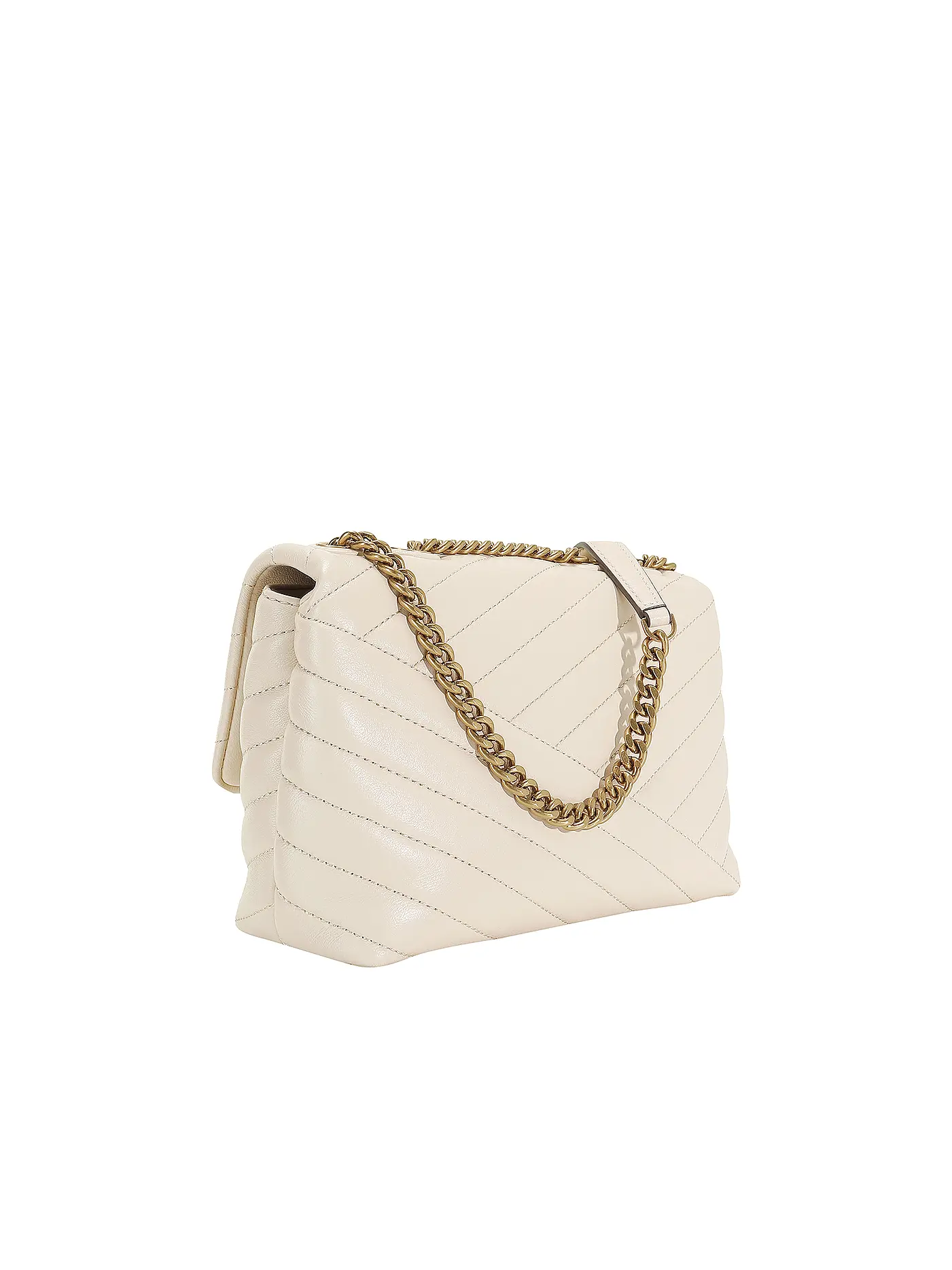 TORY BURCH | Ledertasche - Schultertasche KIRA CHEVRON Small | beige