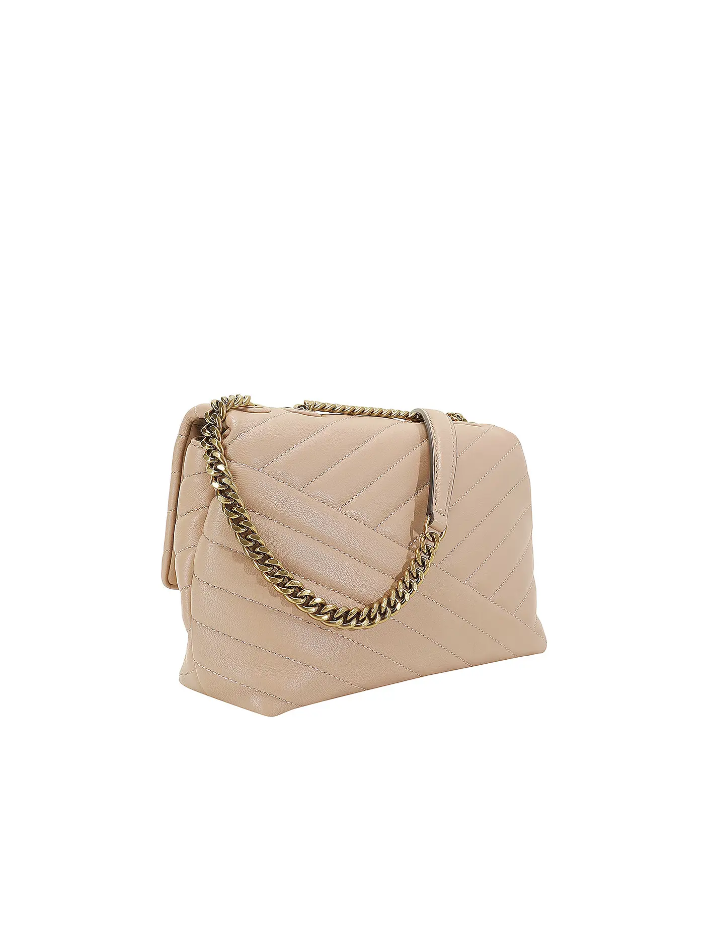 TORY BURCH | Ledertasche - Schultertasche KIRA CHEVRON Small | beige