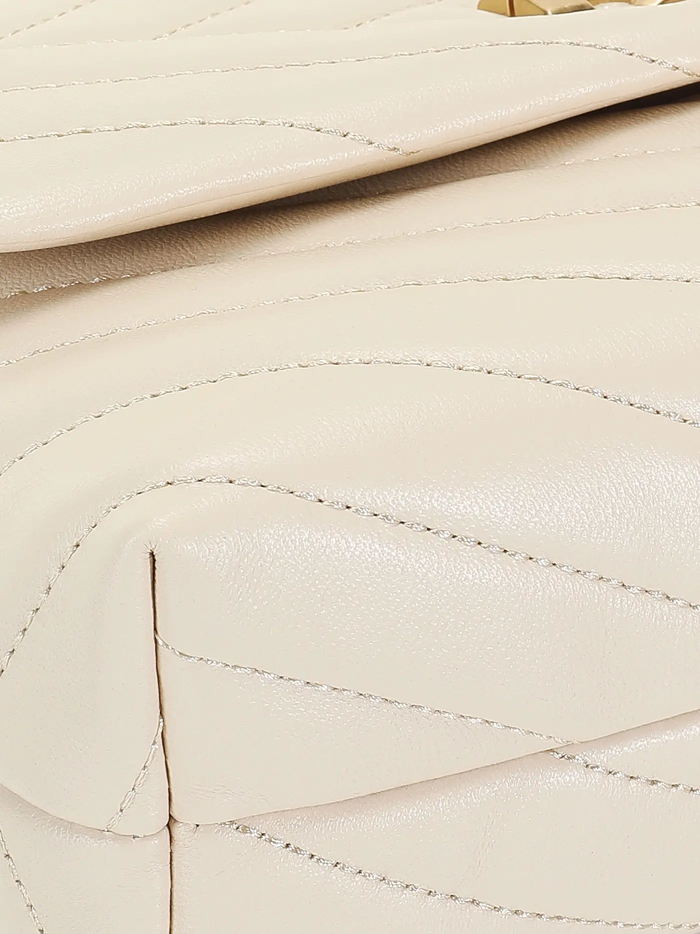 TORY BURCH | Ledertasche - Schultertasche KIRA CHEVRON Small | beige