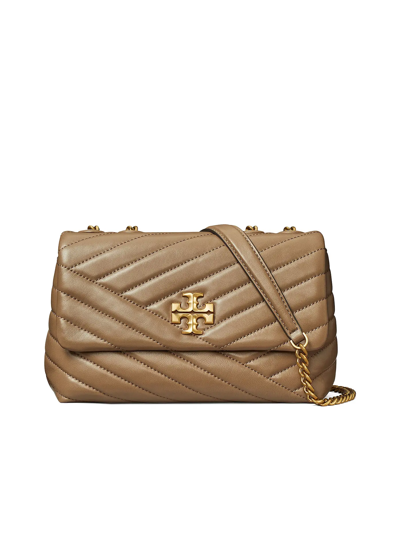 TORY BURCH | Ledertasche - Schultertasche KIRA CHEVRON Small | beige