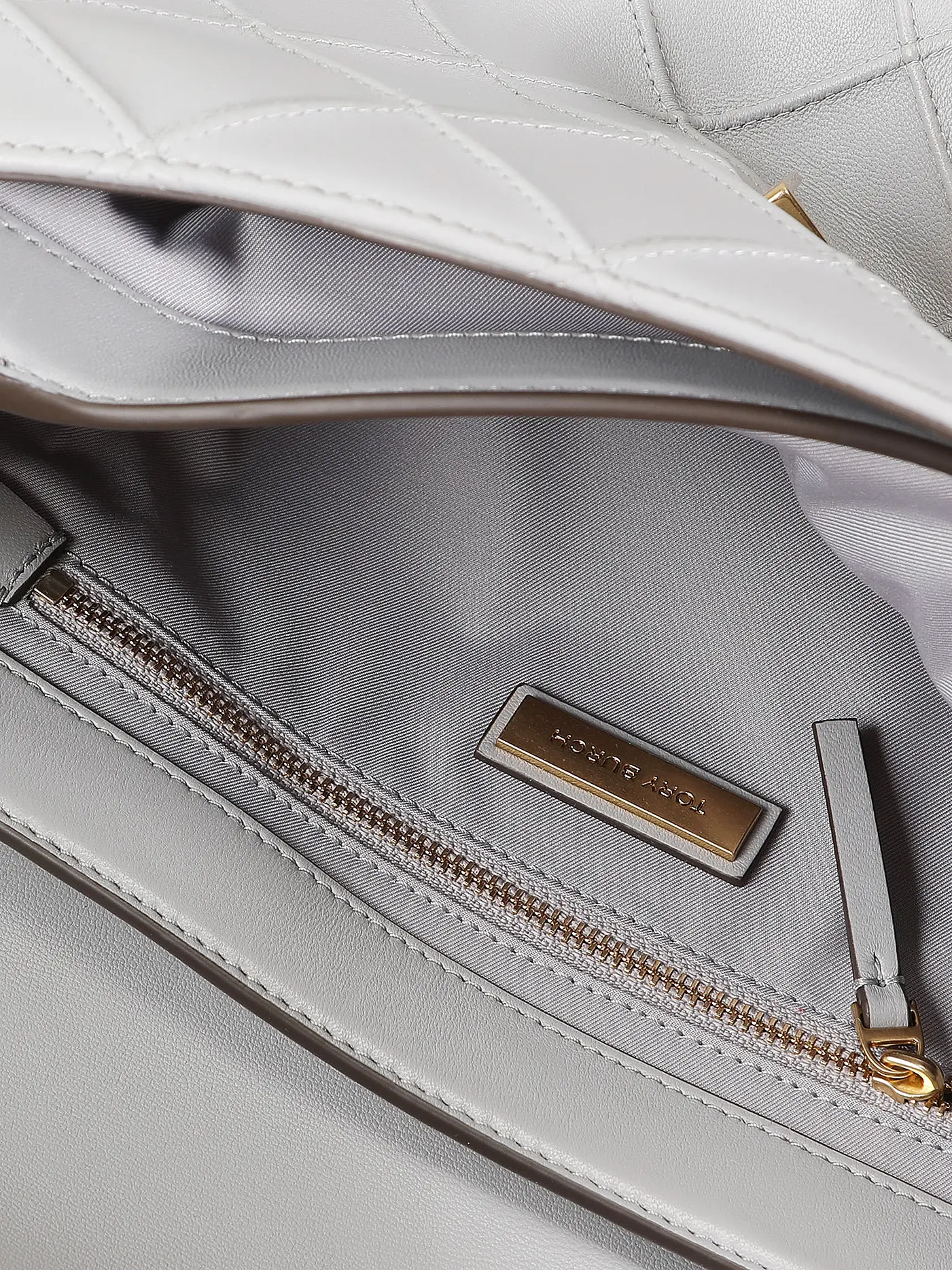 TORY BURCH | Ledertasche - Umhängetasche FLEMING SOFT | hellgrau