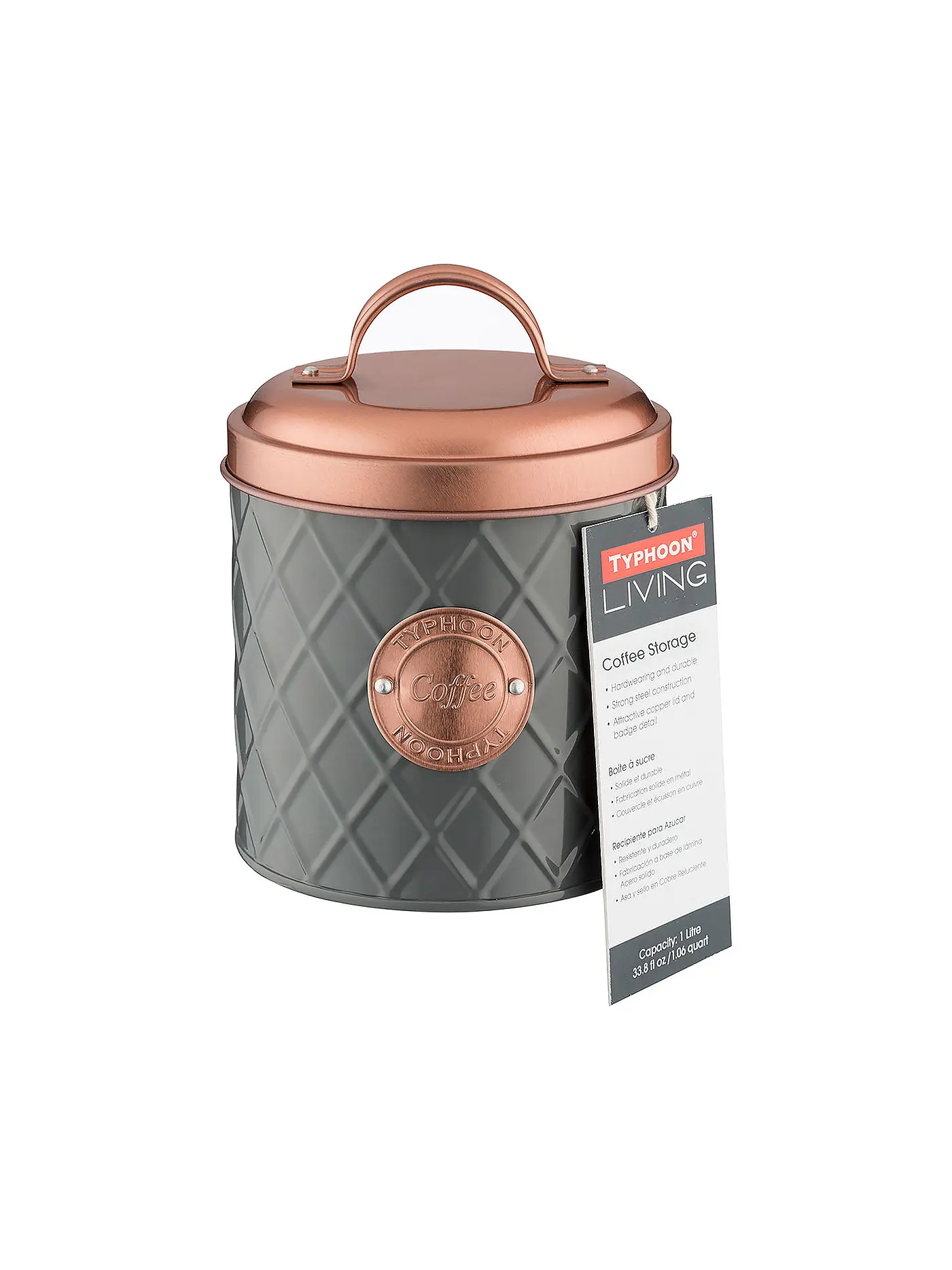 TYPHOON | Vorratsbehälter Kaffee Henrik Copper 1l Grau/Kupfer | grau