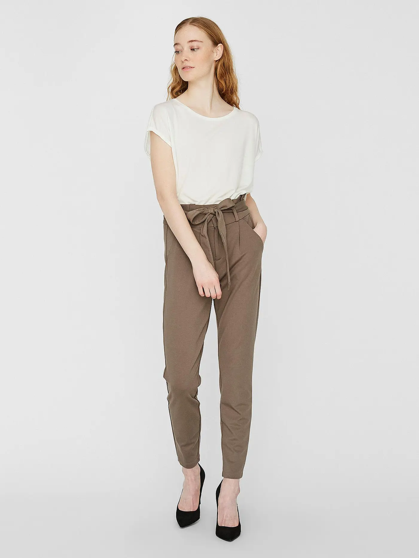 VERO MODA | Highwaist Hose Loose Fit VMEVA | hellbraun