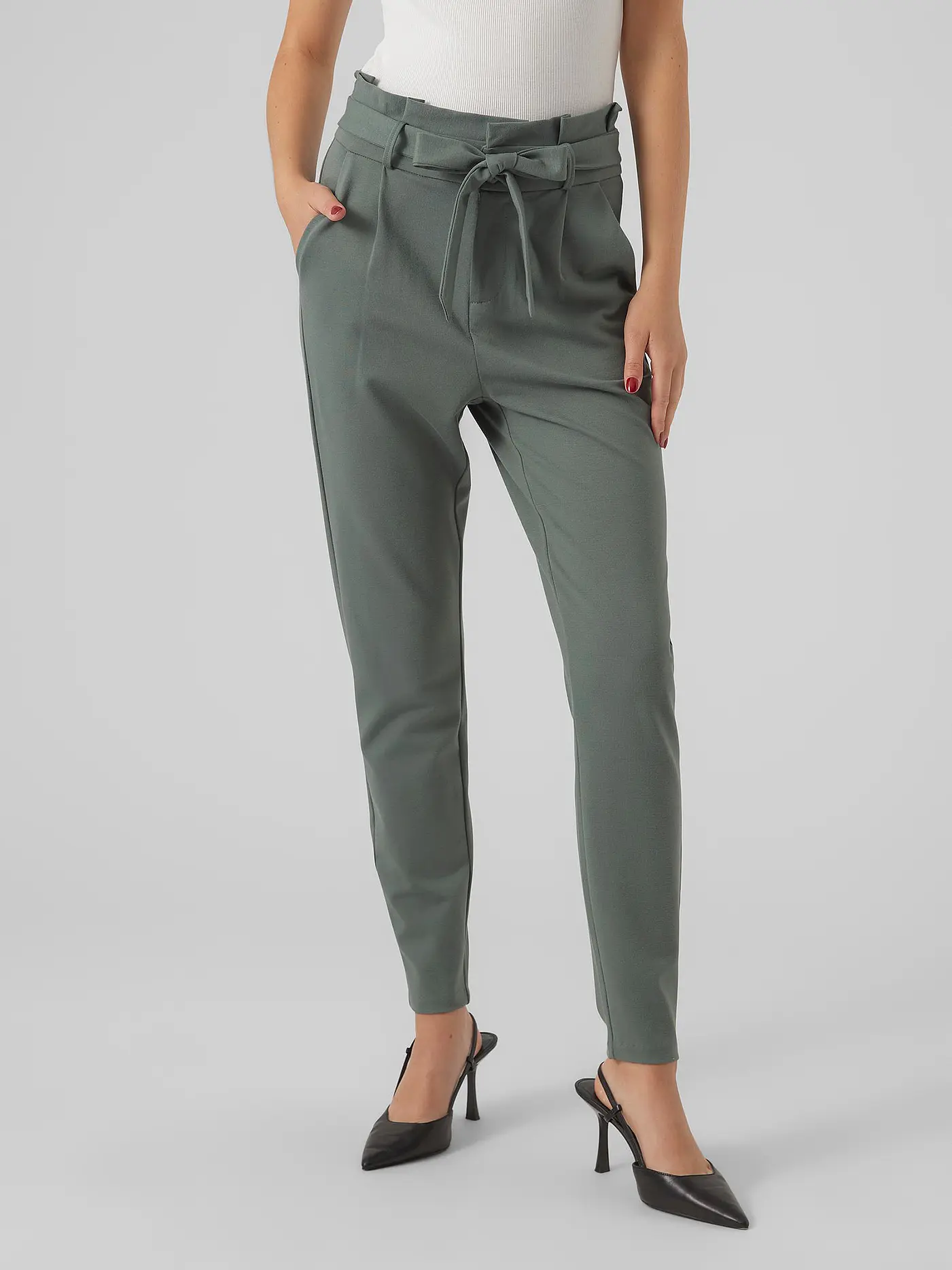VERO MODA | Highwaist Hose Loose Fit VMEVA | dunkelgrün