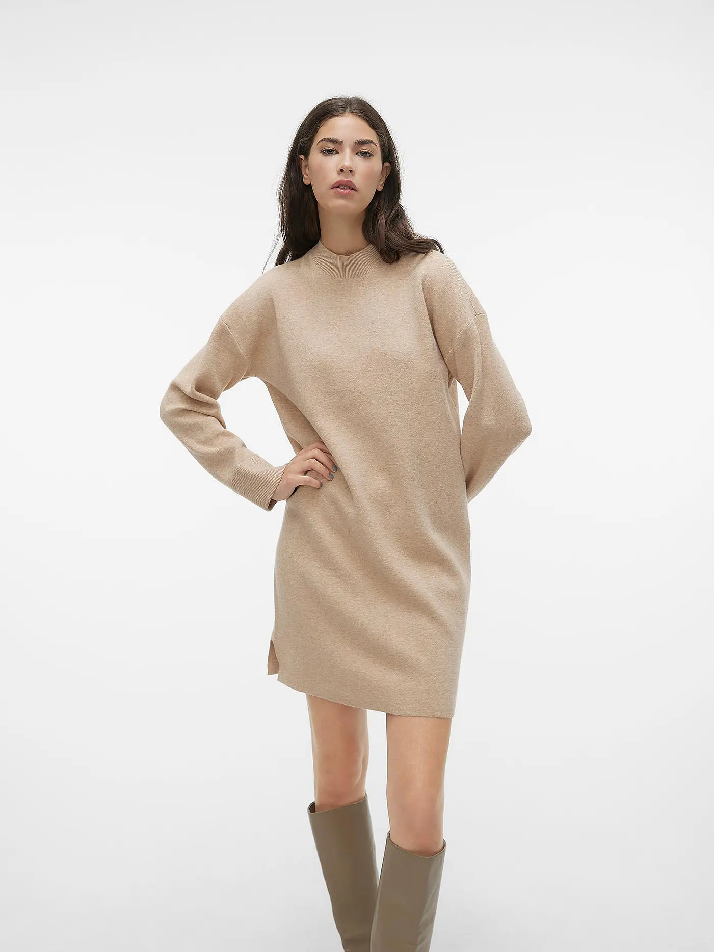 VERO MODA | Strickkleid VMGOLDNEEDLE | beige