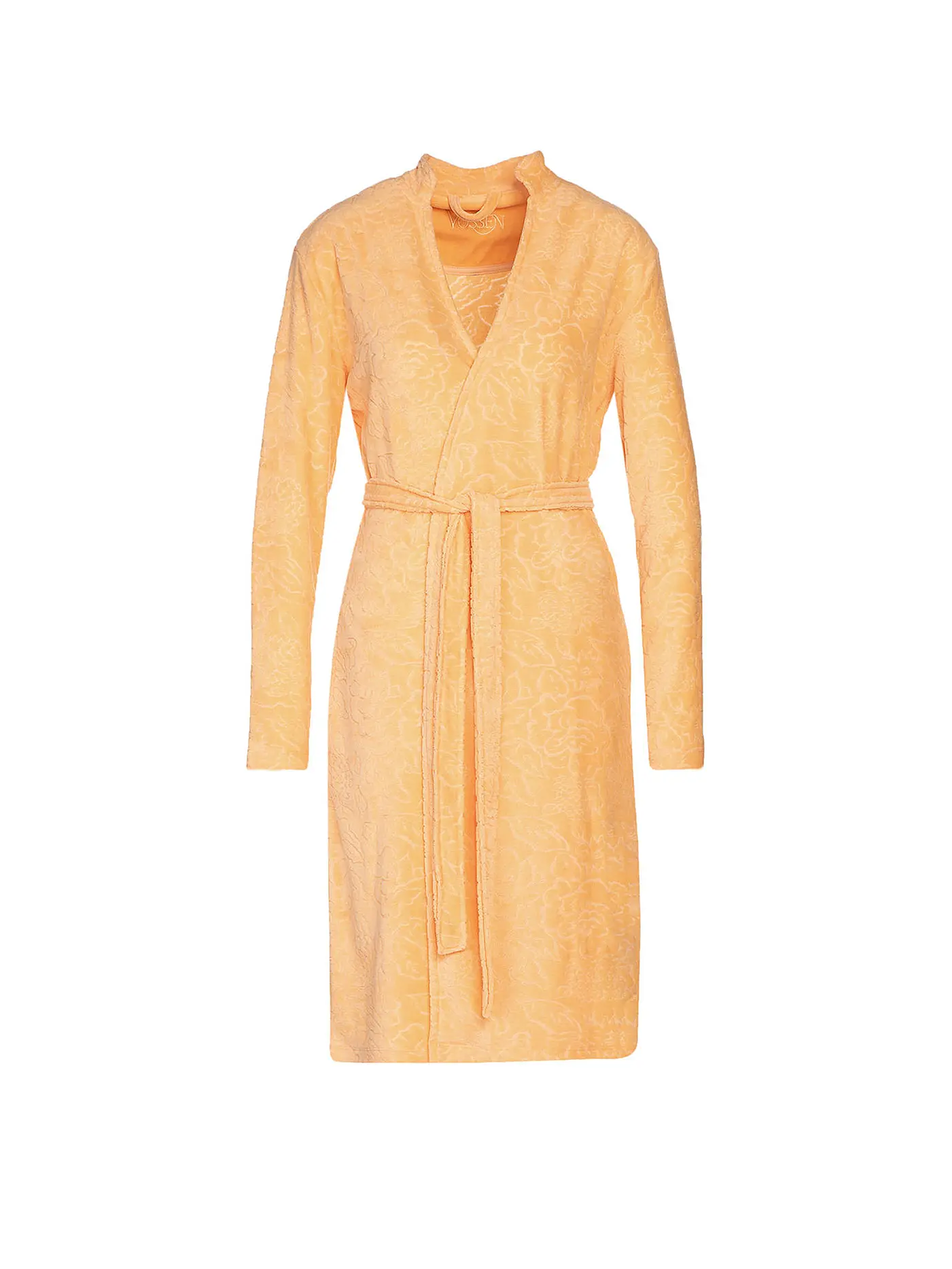 VOSSEN | Damen Nikivelours Bademantel Apricot | orange
