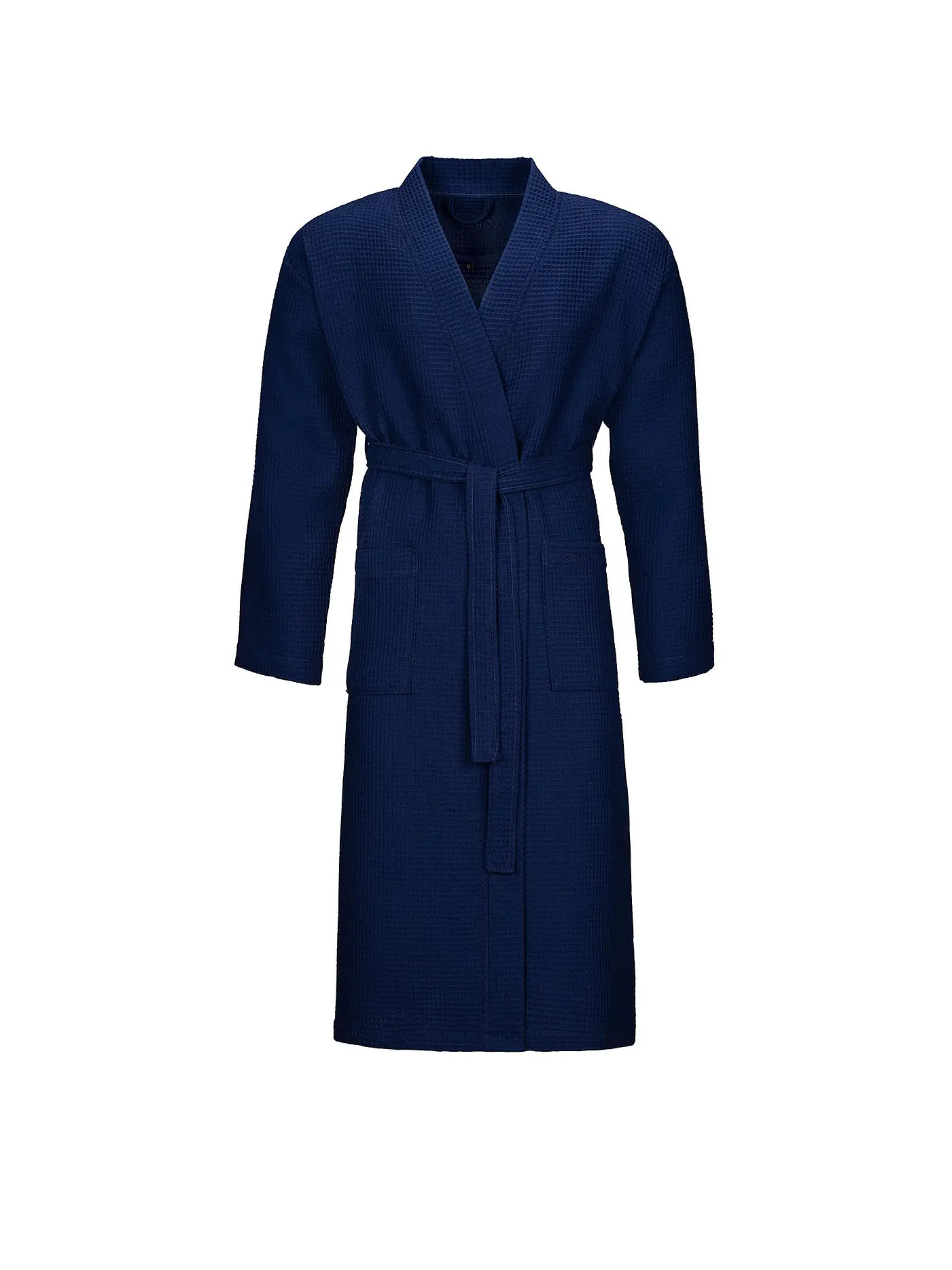 VOSSEN | Unisex - Pique-Bademantel "Wellington" (Weiss) | dunkelblau