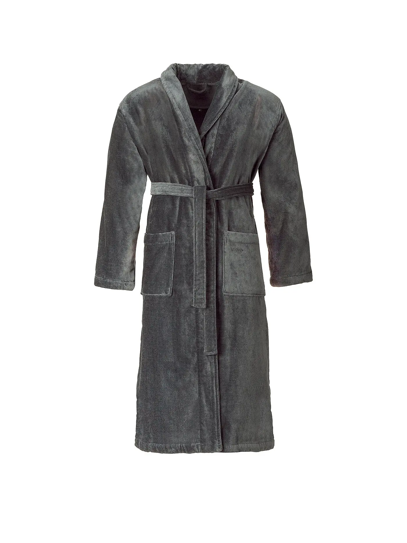 VOSSEN | Unisex-Velours-Bademantel "Feeling-L" Winternight | grau