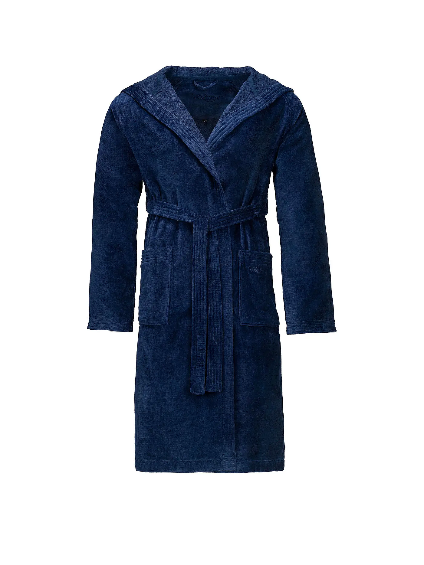 VOSSEN | Unisex-Velours-Bademantel "Texas" (Winternight) | dunkelblau