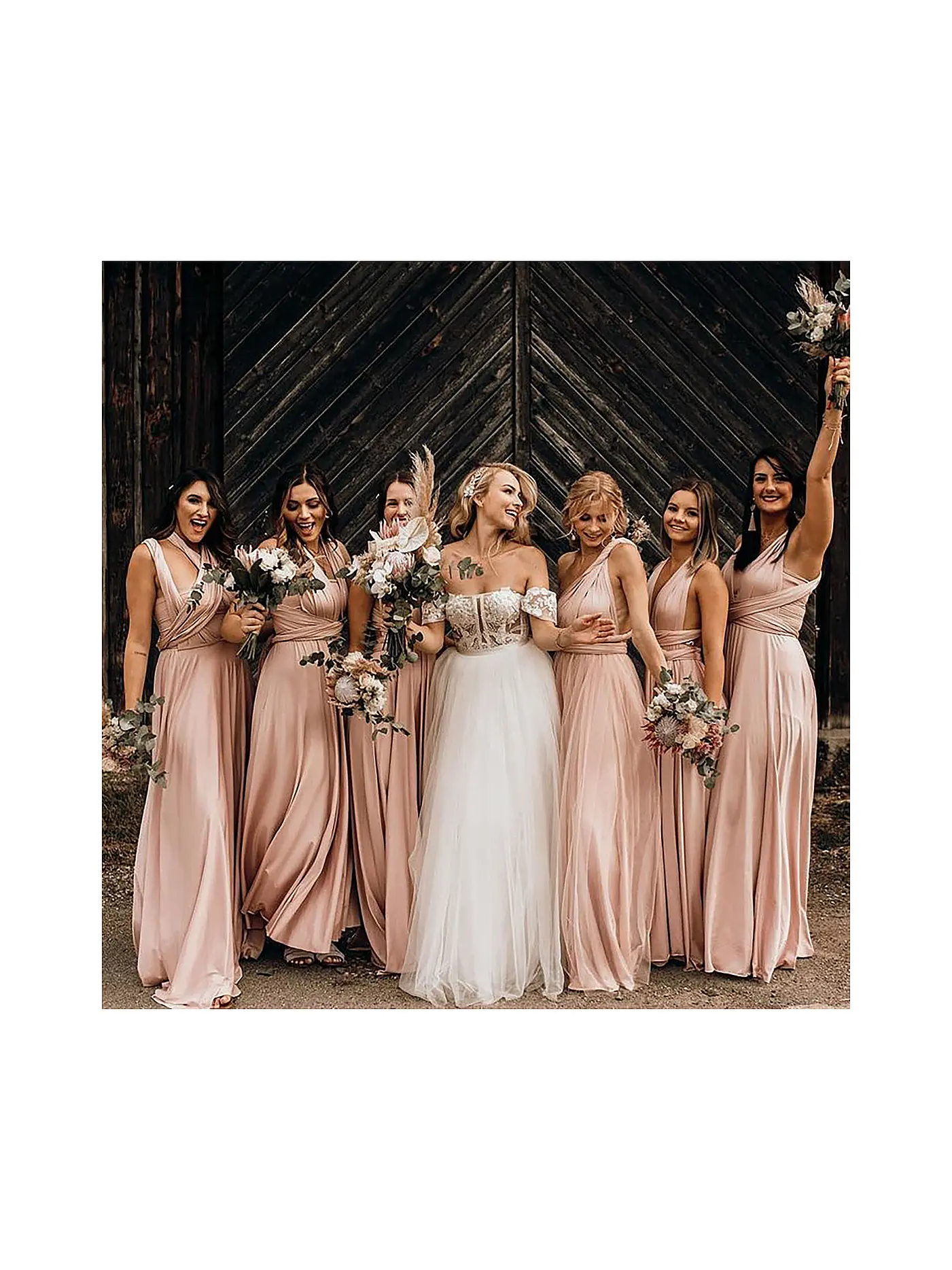 WE ARE FLOWERGIRLS | Abendkleid - Wickelkleid | beige