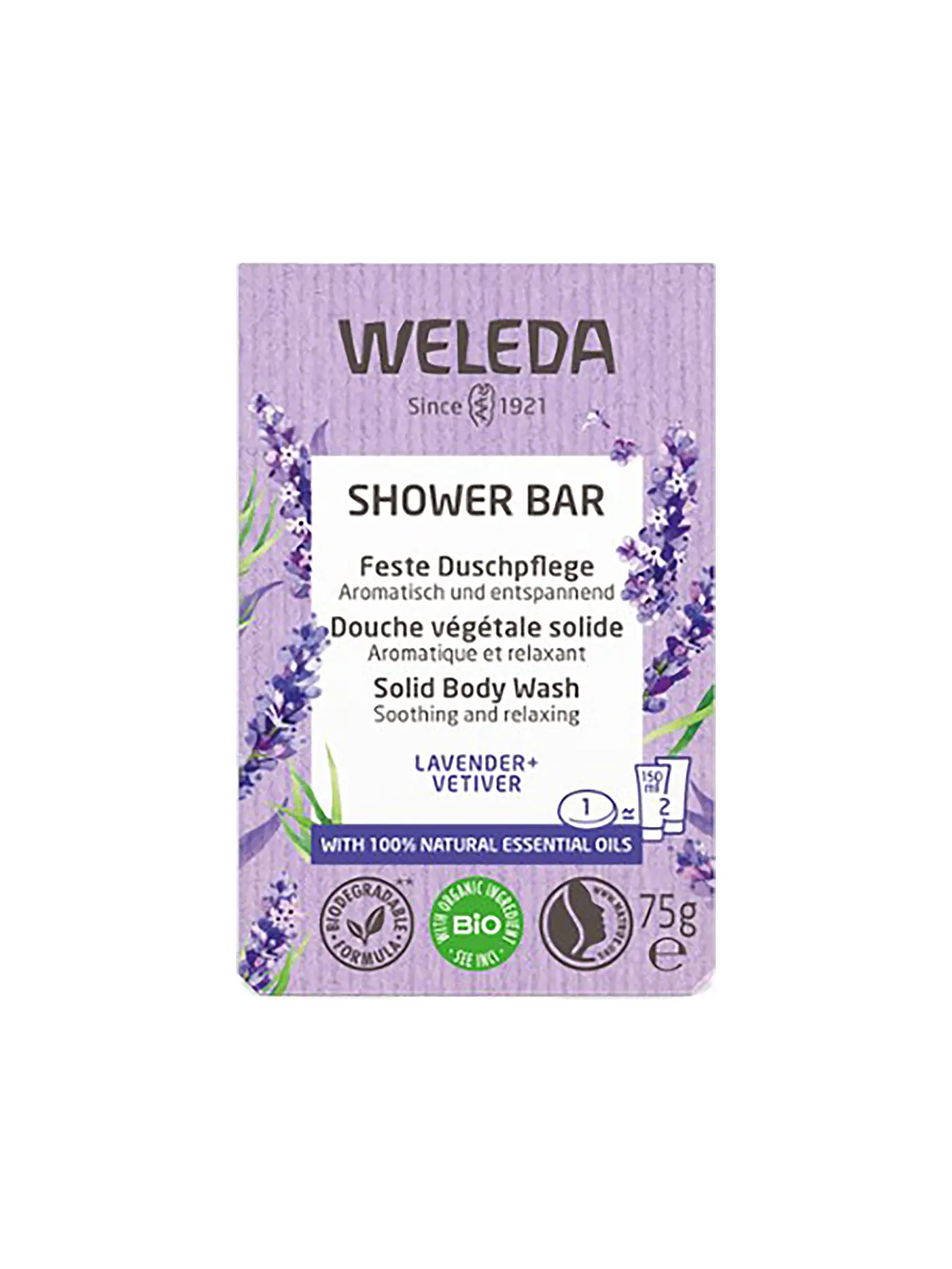 WELEDA | Feste Duschpflege Lavender+Vetiver 75g | lila